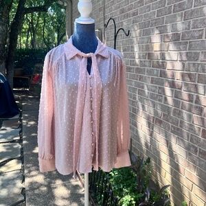 Blu Pepper Chenille Powder Pin blouse size S W021